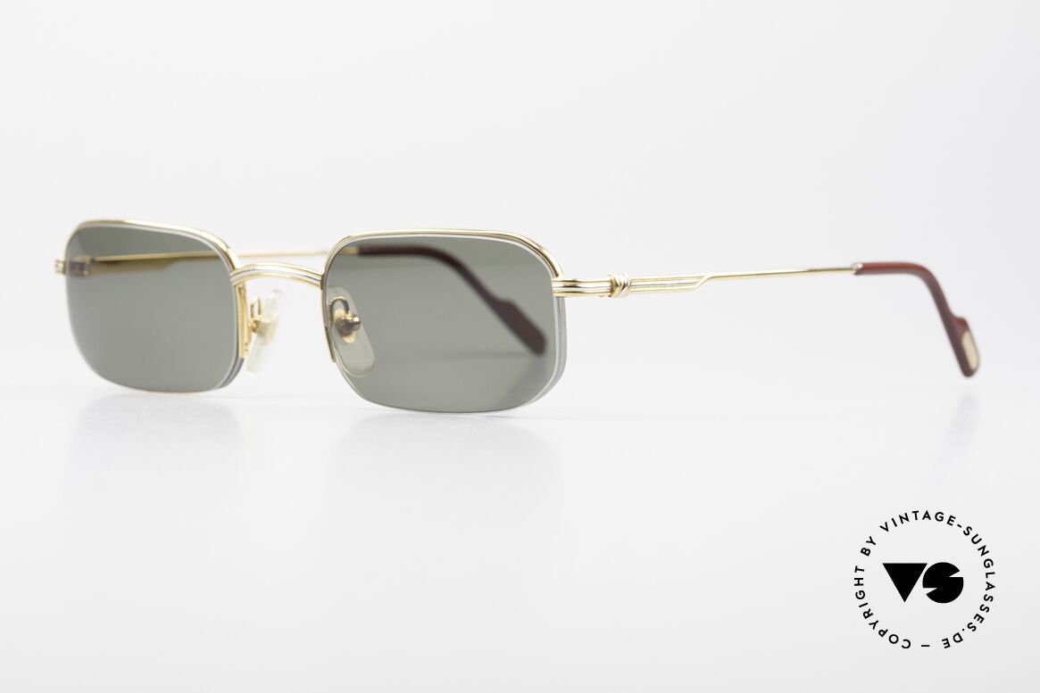 Cartier Broadway Halb Randlose Sonnenbrille, teure Luxus-Sonnenbrille; 22kt vergoldete Fassung, Passend für Herren