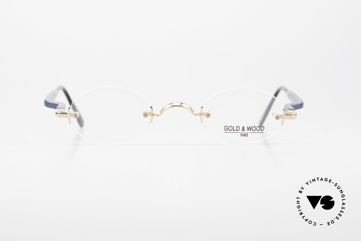 Gold & Wood 338 Ovale 90er Luxus Randlosbrille, GOLD & WOOD Paris Brille, 338-63 in Größe 42-26, Passend für Herren und Damen