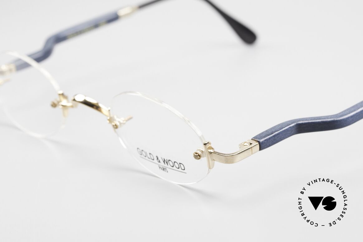 Gold & Wood 338 Ovale 90er Luxus Randlosbrille, wahre Top-Qualität mit flexiblen Federscharnieren, Passend für Herren und Damen
