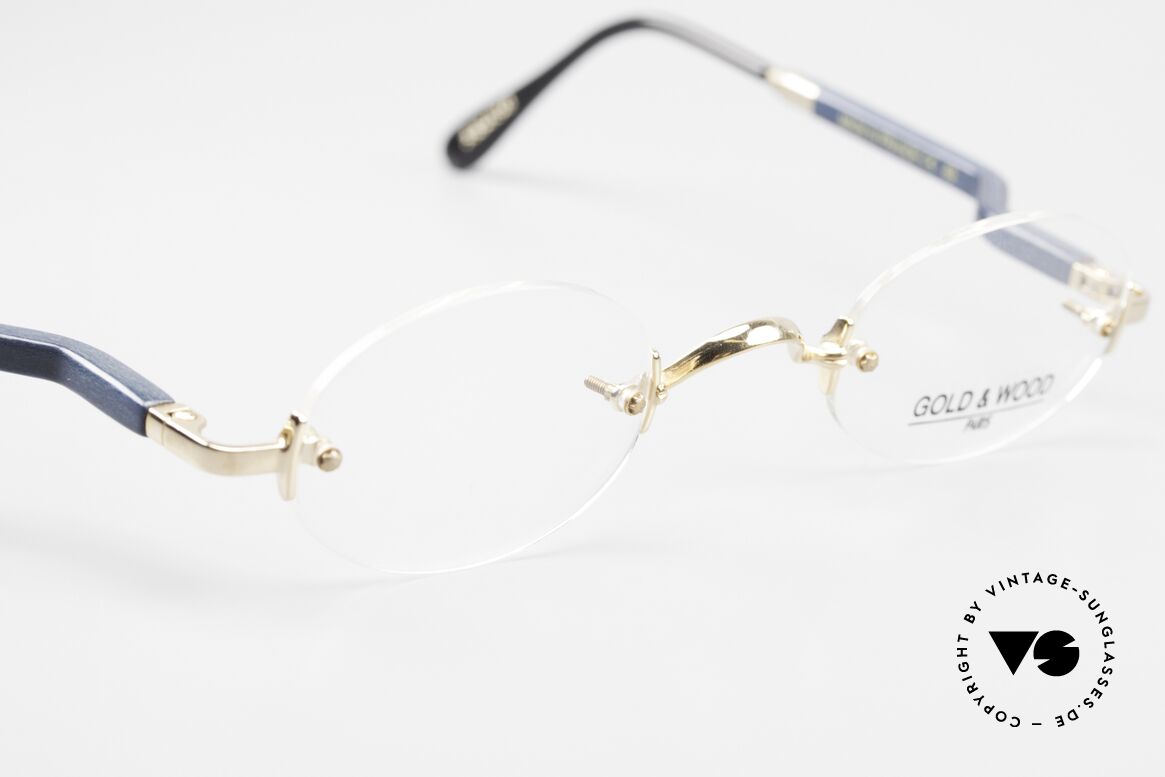 Gold & Wood 338 Ovale 90er Luxus Randlosbrille, ungetragen (wie alle unsere Gold&Wood 90er Brillen), Passend für Herren und Damen