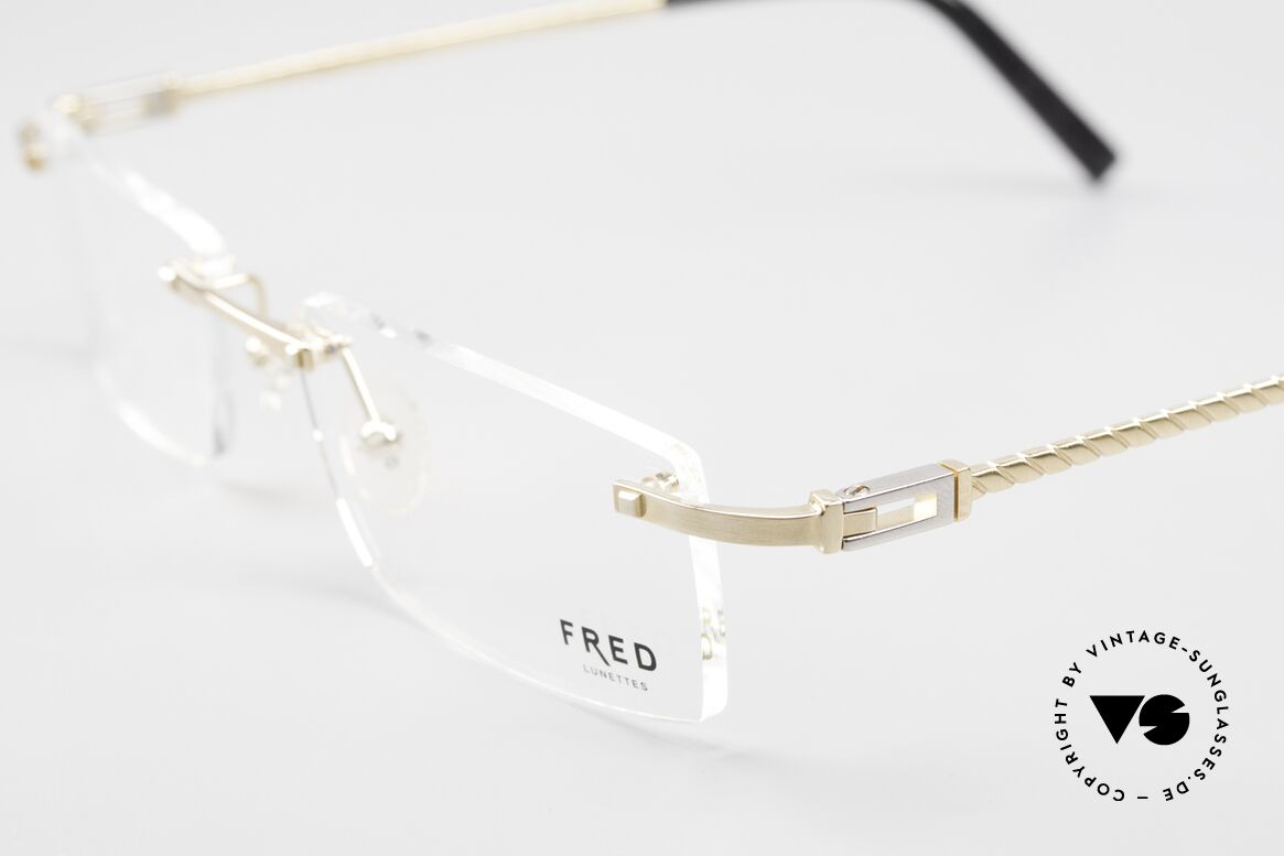 Fred Samoa Randlose Luxusbrille Segler, vergoldete Fassung mit Platin-Scharnieren (Luxusbrille), Passend für Herren