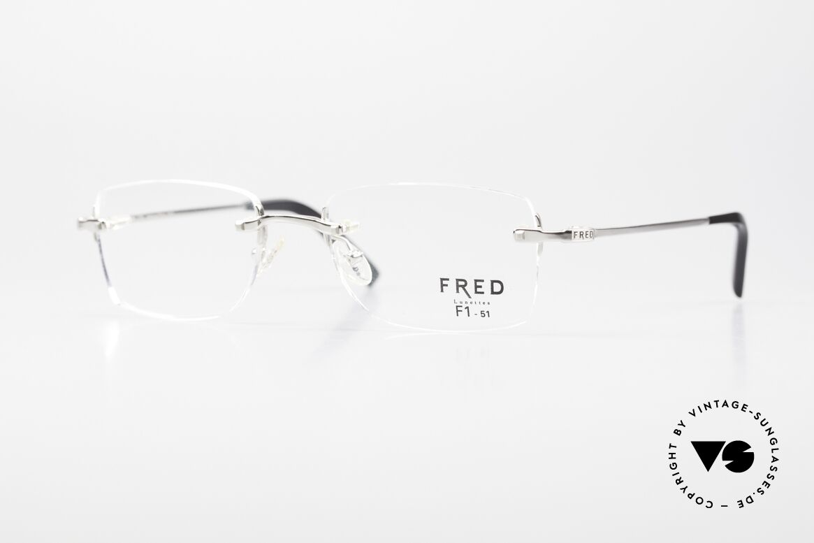 Fred Manhattan Randlosbrille Luxus Platinum, original Fred Brille, Modell Manhattan, in Größe 51-19, Passend für Herren und Damen