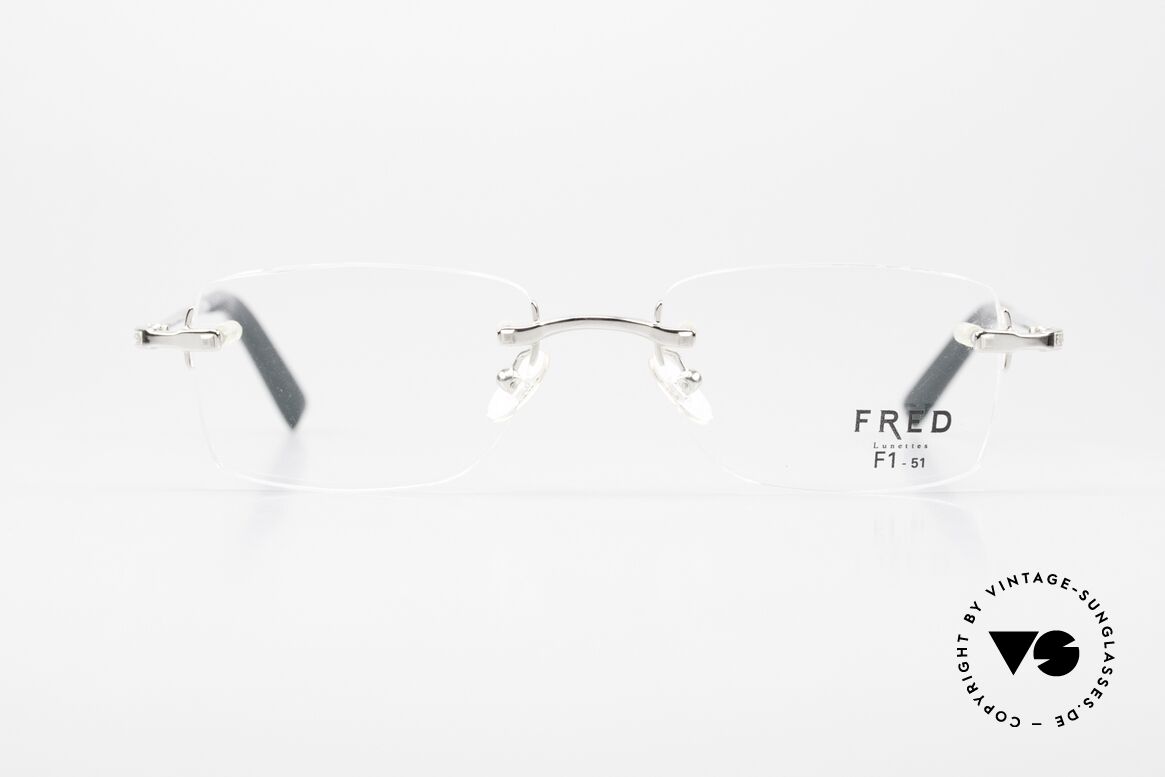 Fred Manhattan Randlosbrille Luxus Platinum, original Fred Brille, Modell Manhattan, in Größe 51-19, Passend für Herren und Damen