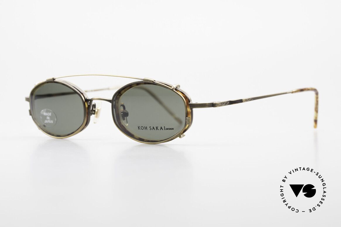 Koh Sakai KS9836 Titanium Brille mit Sonnen-Clip, 1997 in Los Angeles designed & in Sabae (JP) produziert, Passend für Herren und Damen