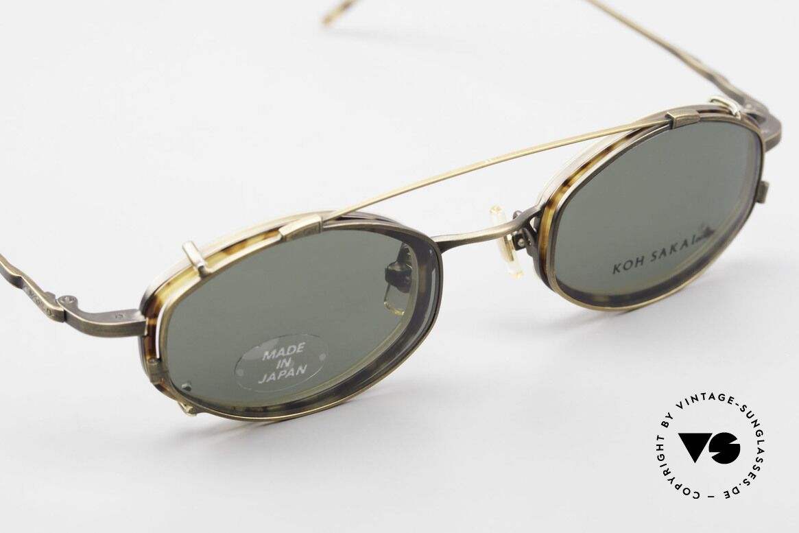 Koh Sakai KS9836 Titanium Brille mit Sonnen-Clip, gesamte Fassung mit aufwändigen kleinen Gravuren!, Passend für Herren und Damen