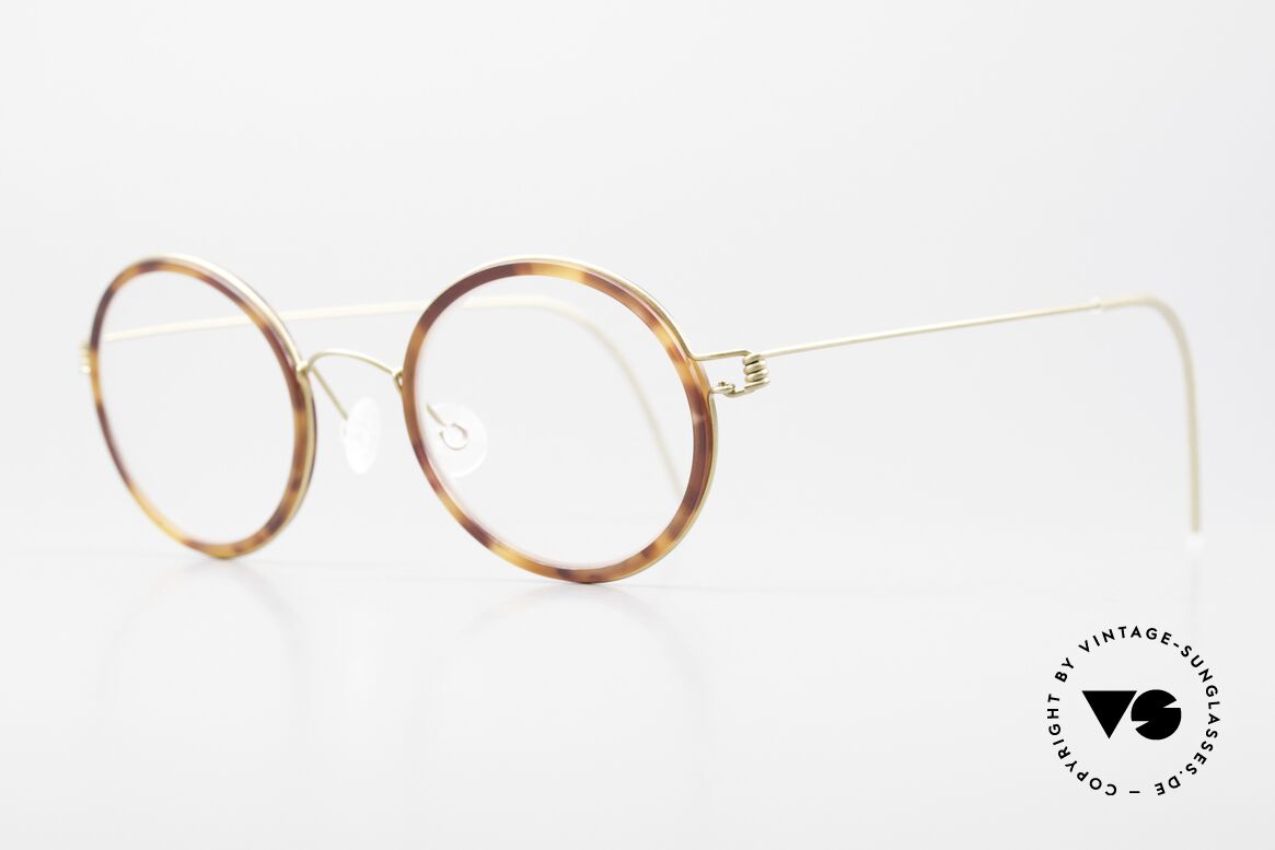 Lindberg Cameron 46 Air Titan Rim Runde Brille Damen Herren Titan, markant veredelte Air Titanium Version mit Azetat-Rand, Passend für Herren und Damen