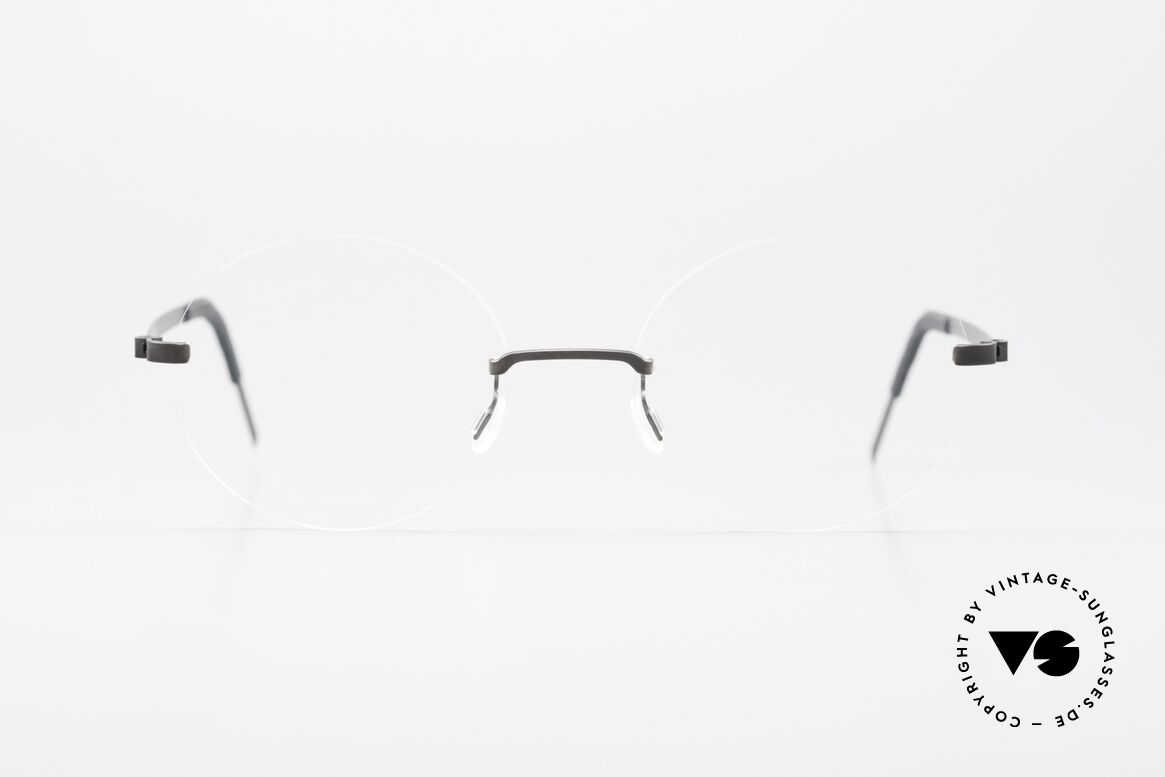 Lindberg 2293 Strip Titan Rund Ovale Titanbrille Randlos, randlose Lindberg Brille mit Demogläsern in rund-oval, Passend für Herren und Damen