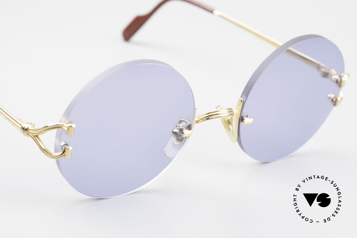 Cartier Madison Runde Luxus Sonnenbrille 90er, neue CR39 UV400 Gläser in einem Marine-Blau, Passend für Herren und Damen