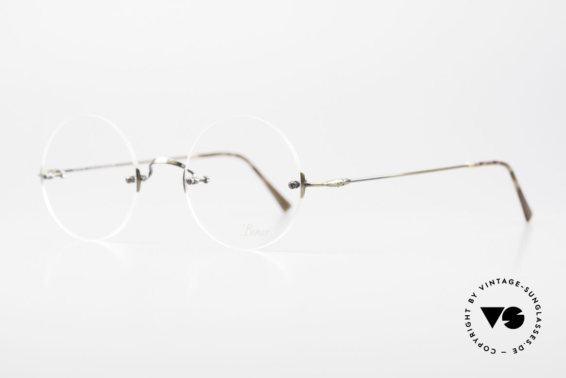 Lunor Classic Round AG Steve Jobs Brille Antik Gold, ungetragen, Lieferung mit original Hart-Etui von Lunor, Passend für Herren und Damen