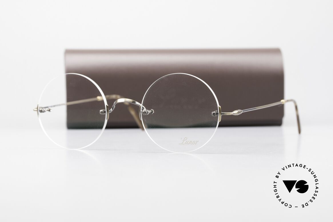 Lunor Classic Round AG Steve Jobs Brille Antik Gold, er machte diese Lunor Brille zu seinem Markenzeichen, Passend für Herren und Damen
