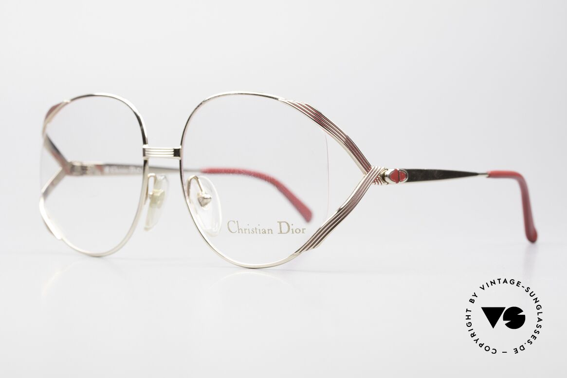 Christian Dior 2387 Damen Vintage Brille Rarität, vergoldeter Rahmen & Kolorierung in dunkelrot, Passend für Damen