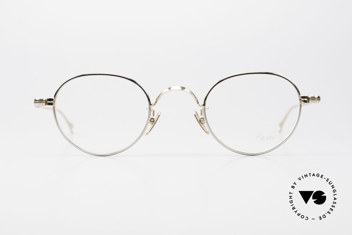 Lunor V 107 Runde Brille Panto Bicolor BC, bicolor = 22kt vergoldete & platin-plattierte Teile, Passend für Herren und Damen