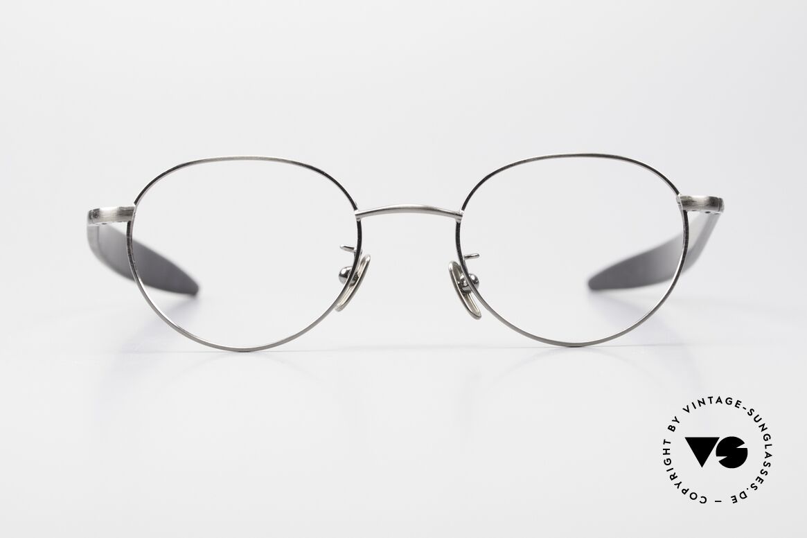 Lunor Cigar 531 AS Antik Silber Brille Rund Panto, Fassung mit Azetatbügeln und Pads aus reinem Titan, Passend für Herren und Damen