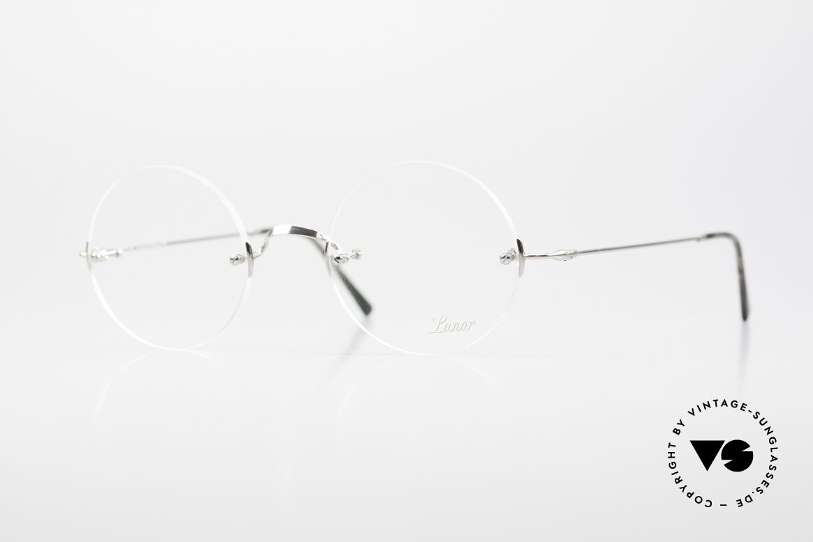 Lunor Classic Round PP Die Randlose Steve Jobs Brille, randloses Modell "Classic Rund" Platin-Plated, Gr. 44x42, Passend für Herren und Damen