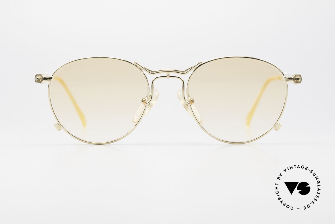 Jean Paul Gaultier 55-2177 Vergoldete Sonnenbrille 90er, vergoldete Fassung mit edlen Gläsern in orange-Verlauf, Passend für Herren und Damen