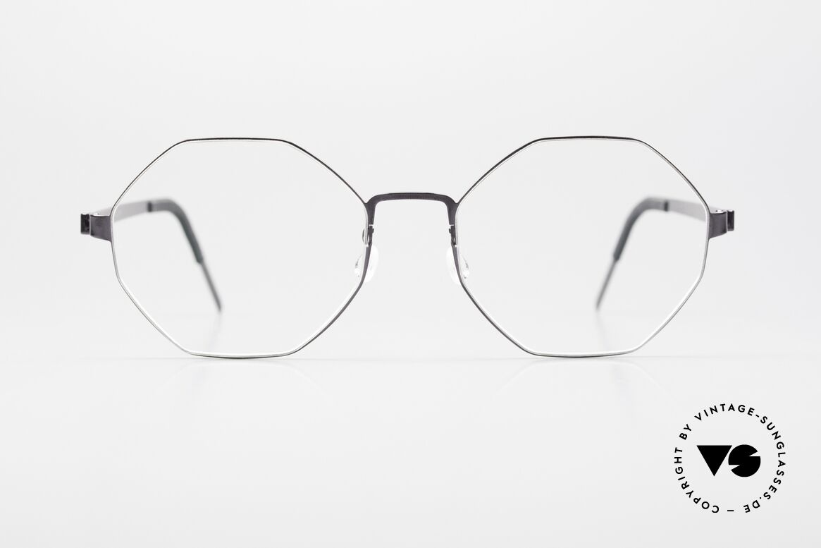 Lindberg 9609 Strip Titanium Achteckige Titanium Brille, Mod. 9609, Gr. 53/18, col. PU14 (grau / dezent violett), Passend für Herren und Damen