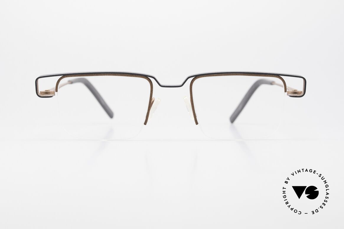 Theo Belgium Mousseline Nylor Brille Halb Rahmenlos, Modell der 'Potatoes Metal' Serie von Theo Belgium, Passend für Herren und Damen