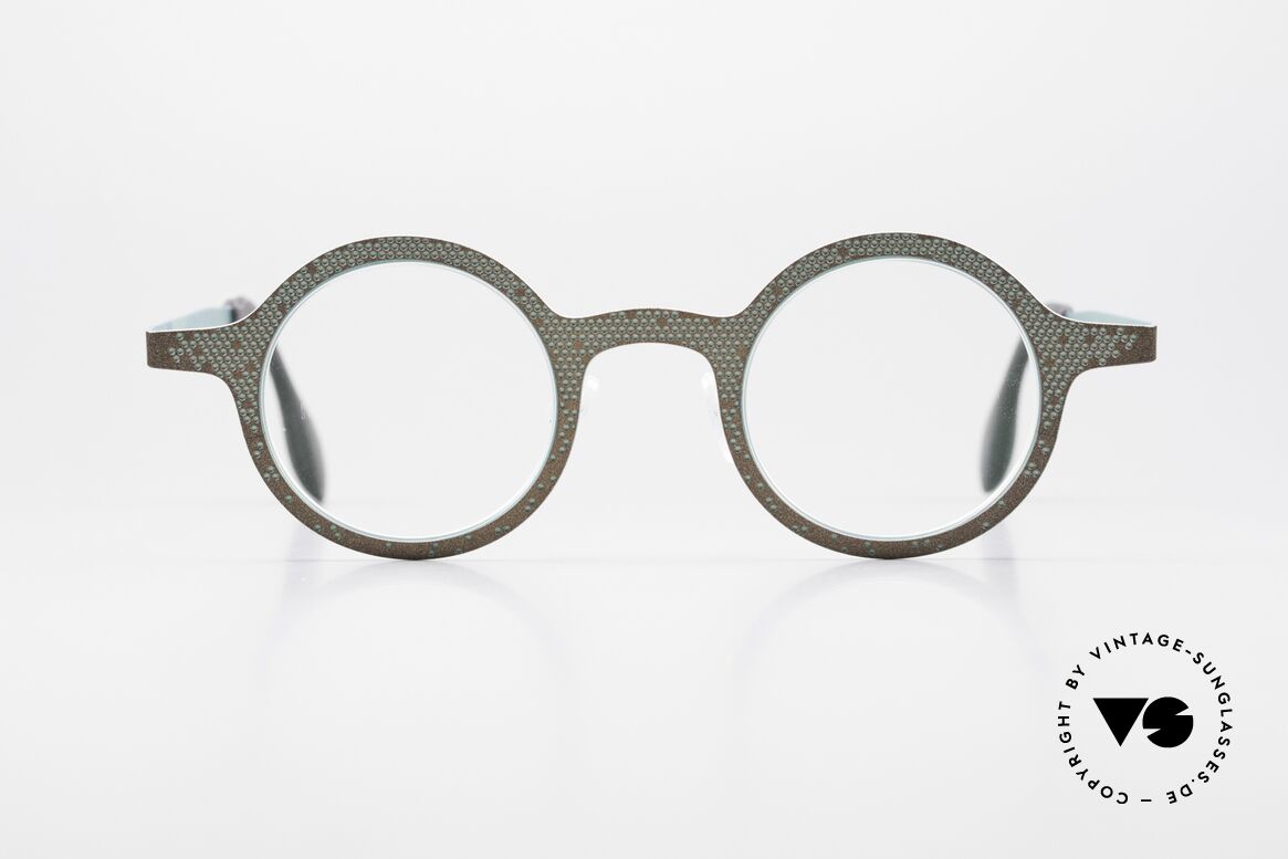 Theo Belgium Mille 64 Runde Brille Punkte-Muster, tolle runde Theo Designerbrille in Größe 41-25, Passend für Herren und Damen