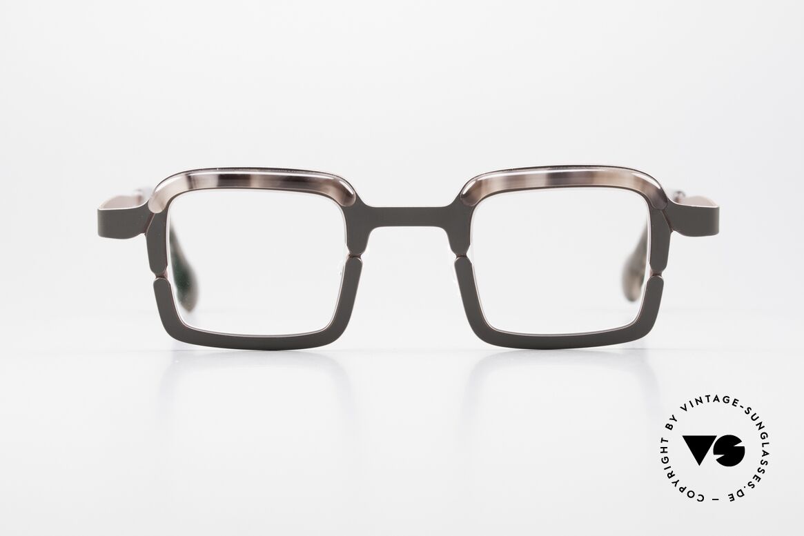 Theo Belgium Throwie Damenbrille Herrenbrille Eckig, edle Kombination aus Farbe, Form & Materialien, Passend für Herren und Damen