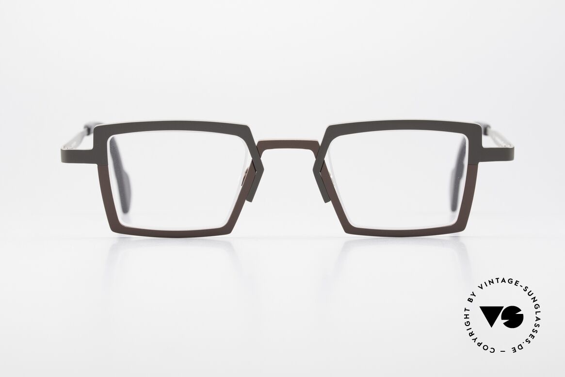 Theo Belgium Splitting Bamboo Herrenbrille Eckig Titanium, THEO Designerbrille aus der "Kamasutra" Serie, Passend für Herren