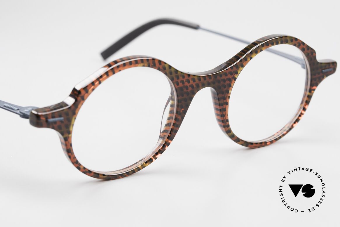 Theo Belgium Brambor Azetat Metall Designerbrille, ungetragen; wie alle unsere vintage Theo Brillen, Passend für Herren und Damen