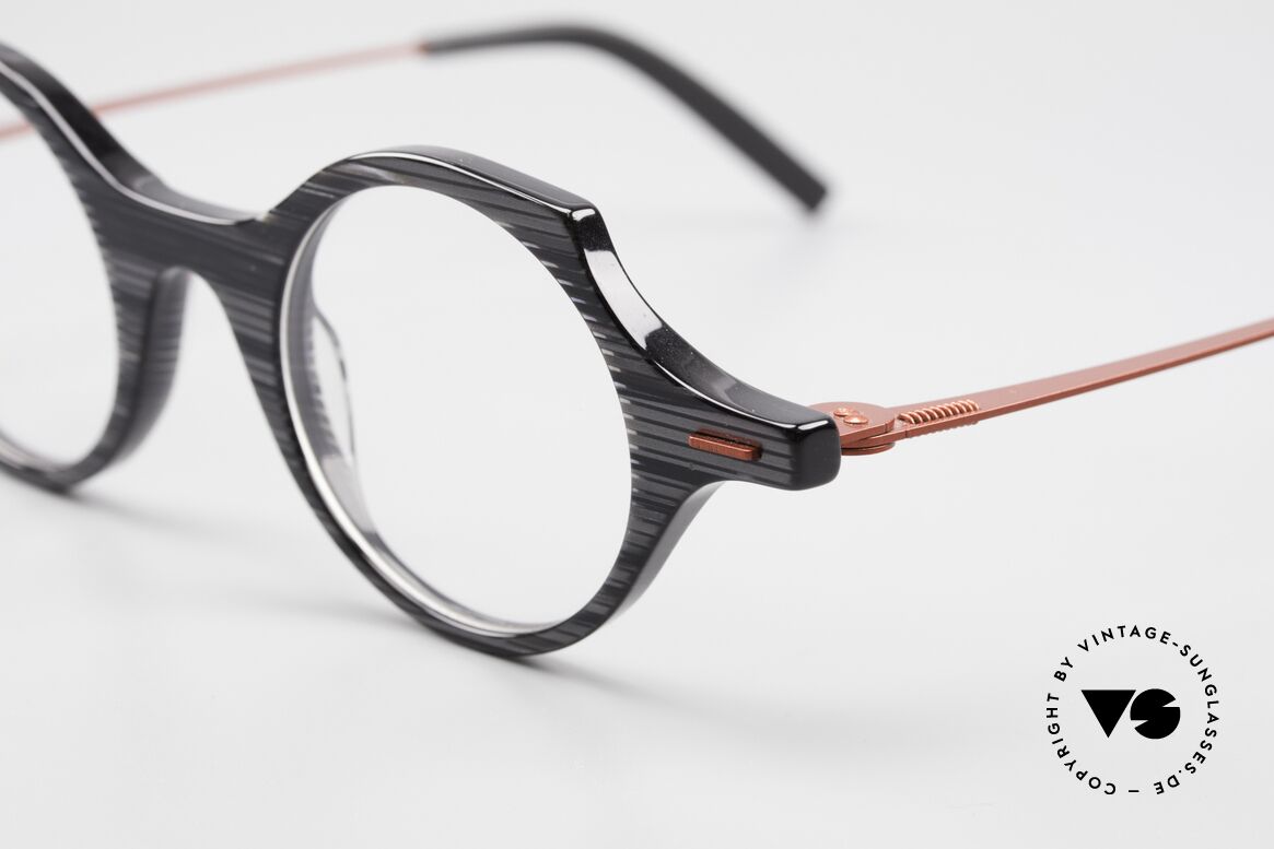 Theo Belgium Patatas Crazy Kunstbrille Designerbrille, graue Azetat-Front mit Metallbügeln in weinrot, Passend für Herren und Damen