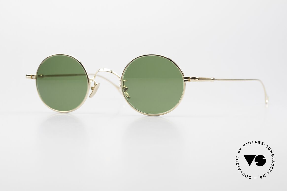 Lunor V 110 Runde Sonnenbrille Vergoldet, runde Lunor Metallbrille mit Pads aus reinem Titan, Passend für Herren und Damen