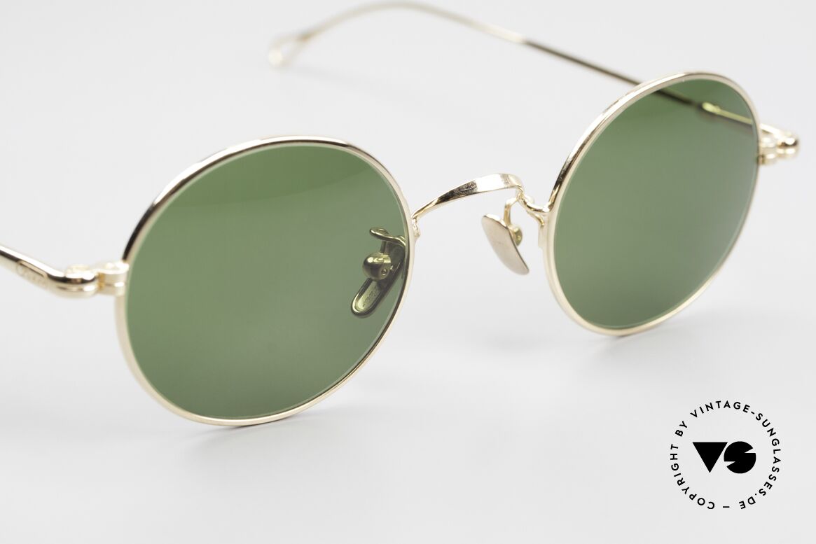 Lunor V 110 Runde Sonnenbrille Vergoldet, natürlich ungetragen und kostspielig gold-plattiert, Passend für Herren und Damen