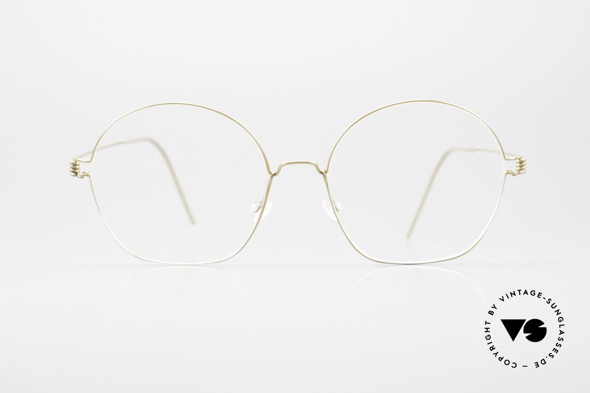 Lindberg Jane Air Titan Rim Edle Frauen Designerbrille, großes, rundes Panto-Modell "Jane" in Color GT (gold), Passend für Damen
