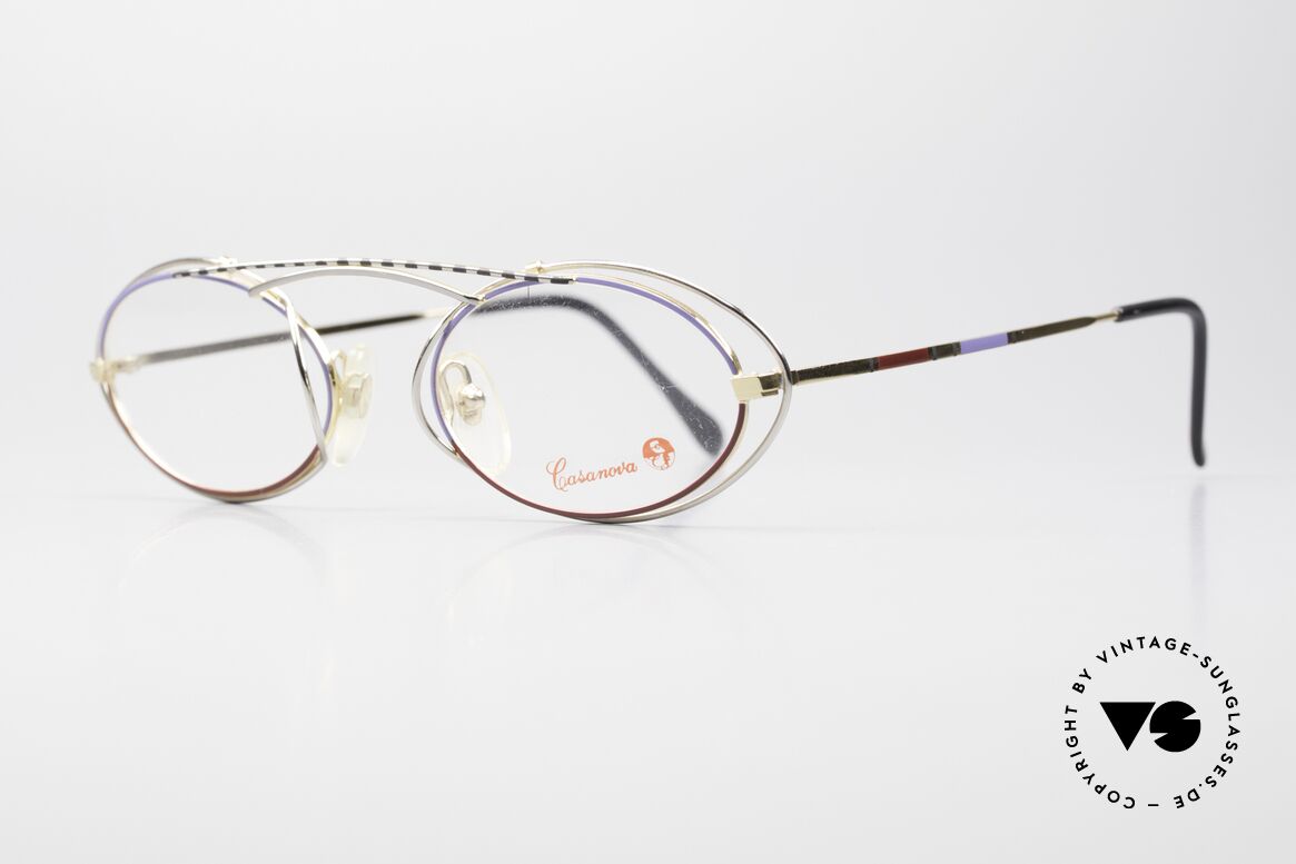 Casanova LC22 80er Vintage Brille Für Damen, einzigartig bunt und mit subtilem Rahmenmuster, Passend für Damen