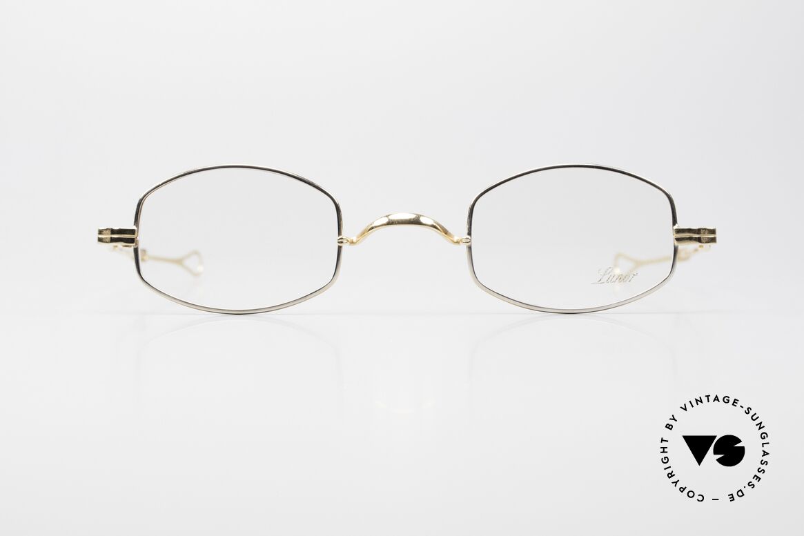 Lunor I 16 Telescopic Brillenklassiker Schiebebügel, interessante Brillenform: gold- & platin-plattiert, Passend für Herren und Damen