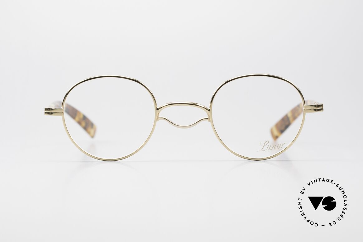Lunor Swing A 32 Panto Asiatische Version Kleiner Steg, kostbare, 22kt vergoldete Fassung mit Acetat-Bügeln, Passend für Herren und Damen