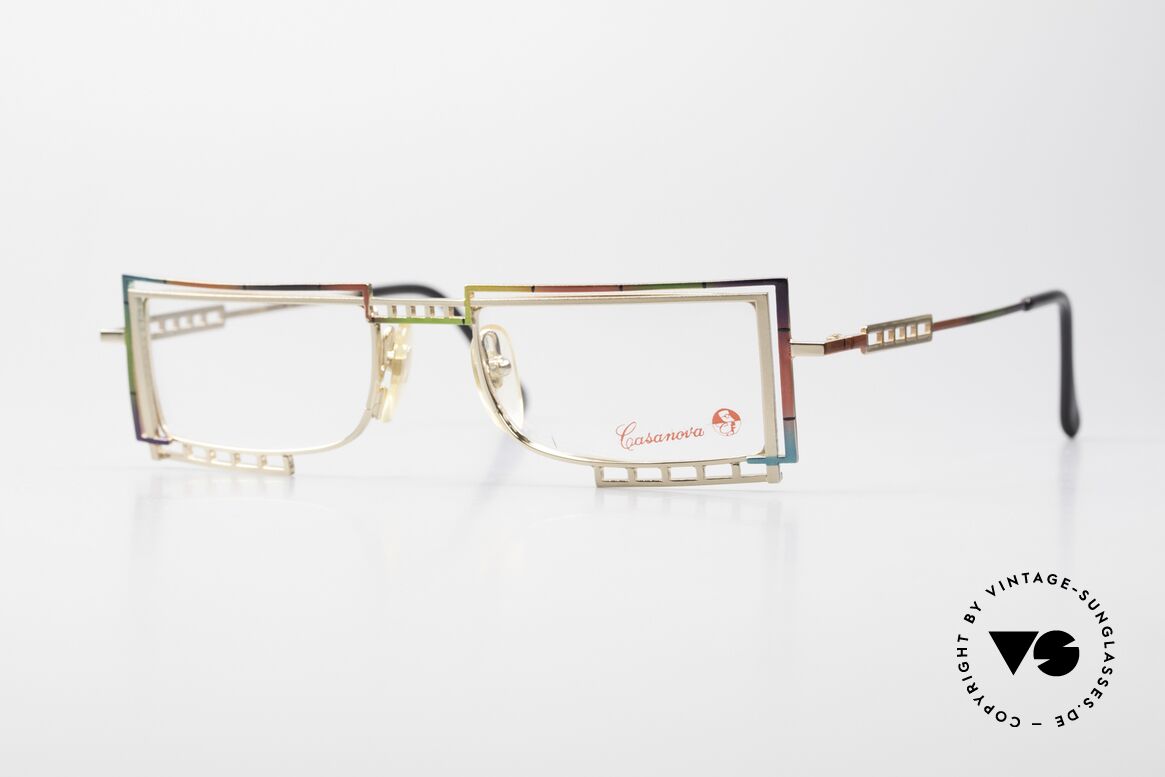 Casanova LC4 Eckige Vintage Brillenfassung, markante CASANOVA Designer-Brille von circa 1985, Passend für Herren und Damen