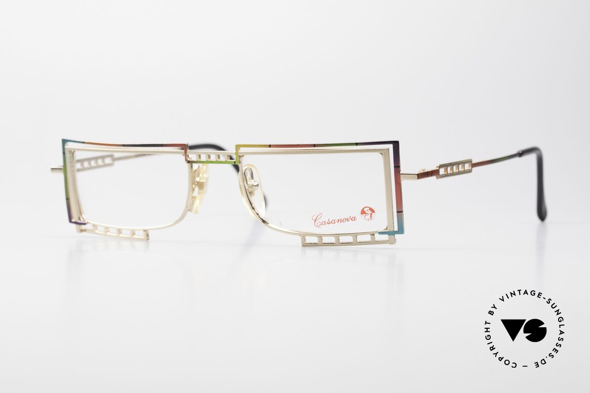 Casanova LC4 Brille Regenbogenfarben, vintage Casanova Brille, Modell LC4, Gr. 46/20, col. 02, Passend für Herren und Damen