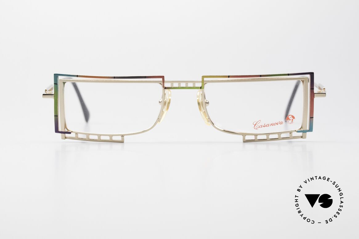 Casanova LC4 Brille Regenbogenfarben, interessante 1980er/1990er Brillenfassung aus Italien, Passend für Herren und Damen