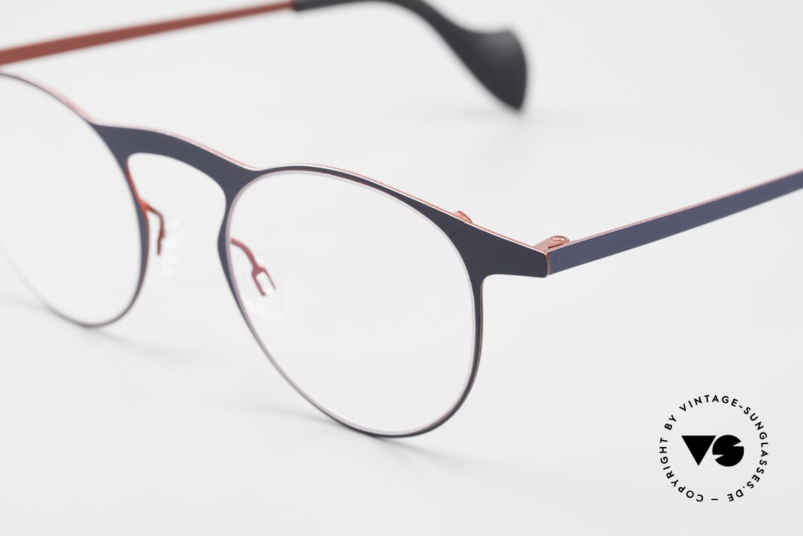 Theo Belgium Pilat Große Panto Designerbrille, col. 449: dunkelblaue Front & weinrote Rückseite, Passend für Herren und Damen