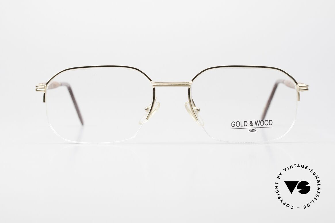 Gold & Wood 546 Herren Holzbrille Halbrand, GOLD & WOOD Paris Brille, 546-B7.6; Größe 56-16, Passend für Herren