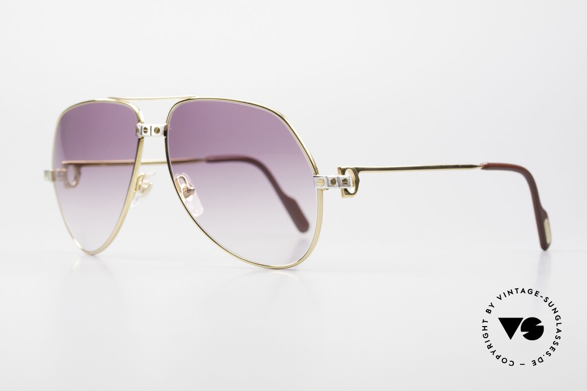 Cartier Vendome Santos - M James Bond Sonnenbrille 80er, Santos-Dekor (3 Schrauben) in MEDIUM Gr. 59-14, 130, Passend für Herren und Damen