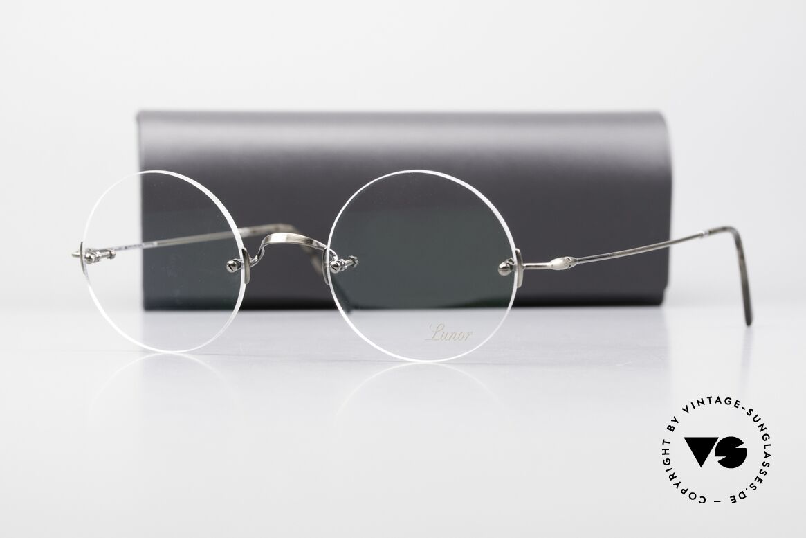Lunor Classic Round AS Steve Jobs Brille Antik Silber, die originale Steve Jobs Brille; randlose Brillenfassung, Passend für Herren und Damen