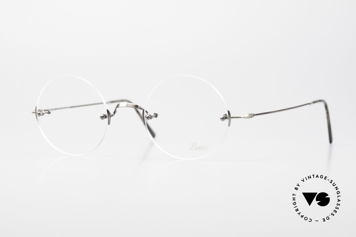Lunor Classic Round AS Steve Jobs Brille Antik Silber, randloses Modell "Classic Rund" Antik Silber, Gr. 44x42, Passend für Herren und Damen