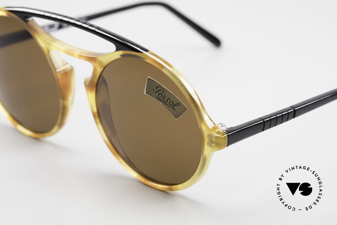 Persol 650 Ratti Runde 80er Sonnenbrille Unisex, legendäre Mineralgläser mit der Persol-Gravur, Passend für Herren und Damen