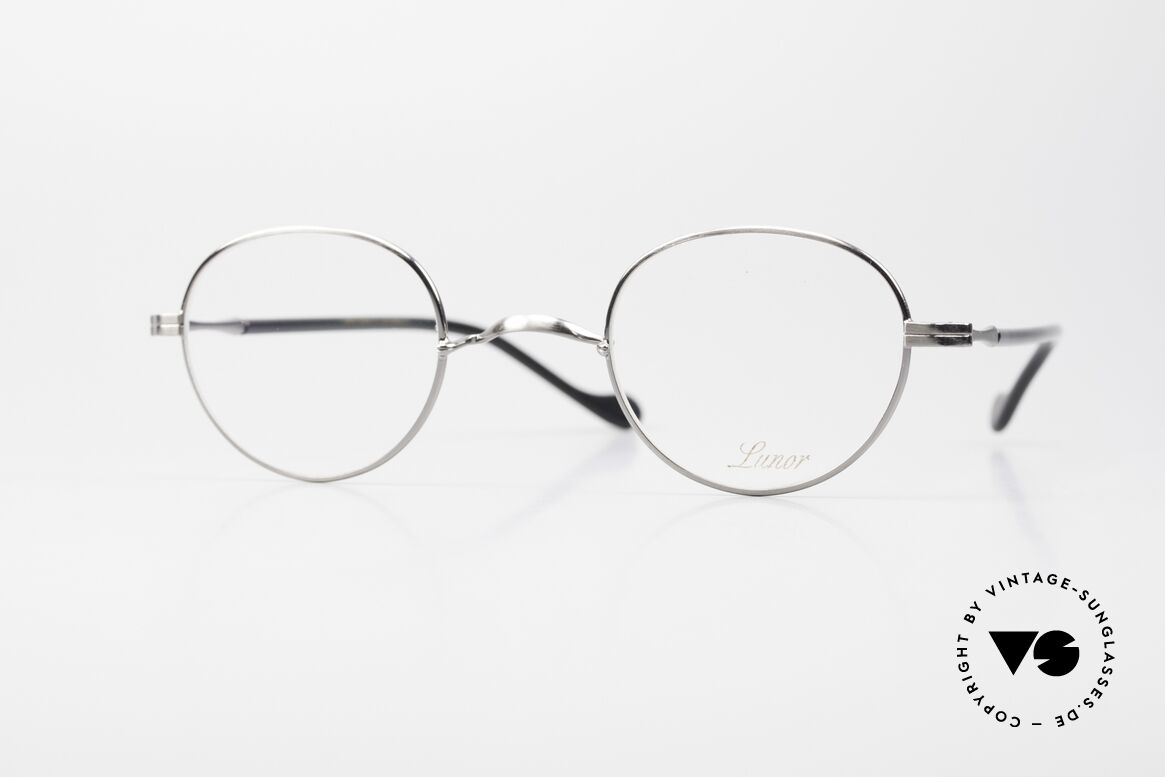 Lunor II A 22 Runde Vintage Brille Antik Silber, Lunor Brille der II-A Serie: Metall und Acetatbügel, Passend für Herren und Damen