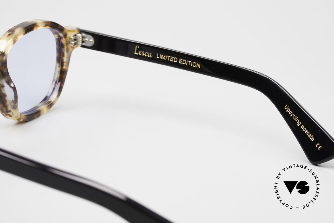 Lesca Brut Panto 8mm Sonnenbrille Upcycling Acetate, ungetragenes Kultmodell mit Mineral-Sonnengläsern, Passend für Herren und Damen
