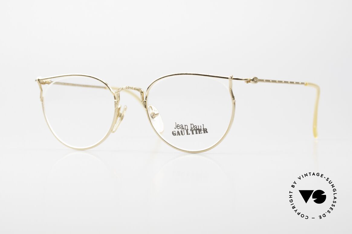 Jean Paul Gaultier 55-3177 Vergoldete Vintage Brille 90er, edle Jean Paul Gaultier 90er Jahre vintage Brille, Passend für Herren und Damen