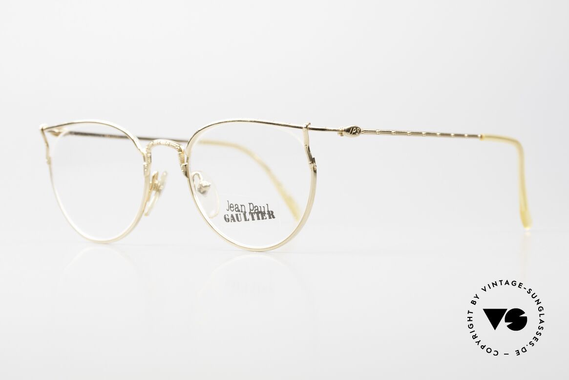 Jean Paul Gaultier 55-3177 Vergoldete Vintage Brille 90er, Rahmenkonstruktion mit randloser Glasfassung, Passend für Herren und Damen