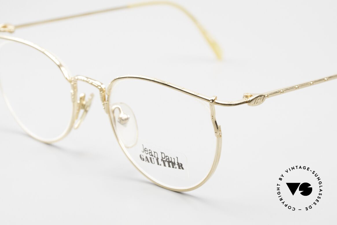 Jean Paul Gaultier 55-3177 Vergoldete Vintage Brille 90er, 22kt vergoldet und mit original DEMO-Gläsern!, Passend für Herren und Damen