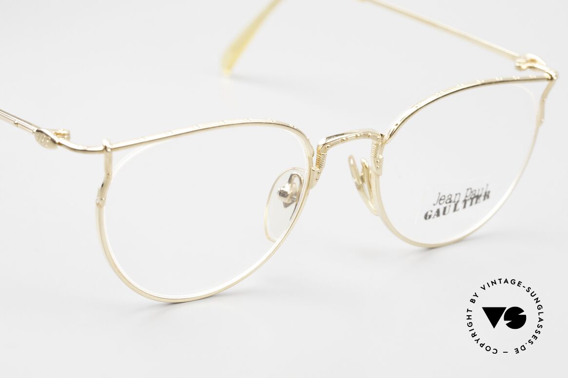 Jean Paul Gaultier 55-3177 Vergoldete Vintage Brille 90er, ungetragen; wie alle unsere alten J.P.G. Raritäten, Passend für Herren und Damen