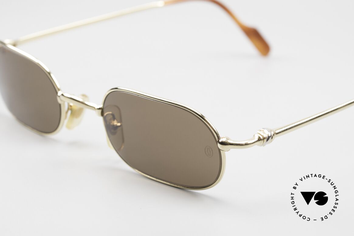 Cartier Orfy 90er Sonnenbrille Eckig Unisex, 22kt vergoldete Metall-Fassung in Größe 50-21, 140, Passend für Herren und Damen