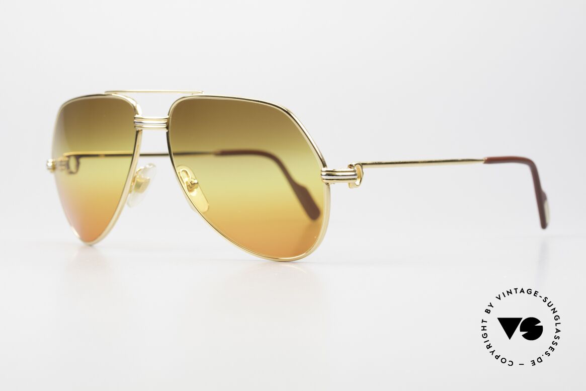 Cartier Vendome LC - S 80er Sonnenbrille Tricolored, hier mit Louis Cartier Dekor in SMALL Gr. 56-14, 130, Passend für Herren und Damen