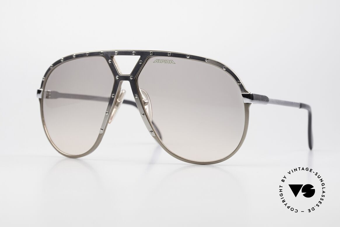 Alpina M1 Sehr Rare Vintage Sonnenbrille, große Alpina Sonnenbrille Gr. 64/14, Aviator Stil, Passend für Herren